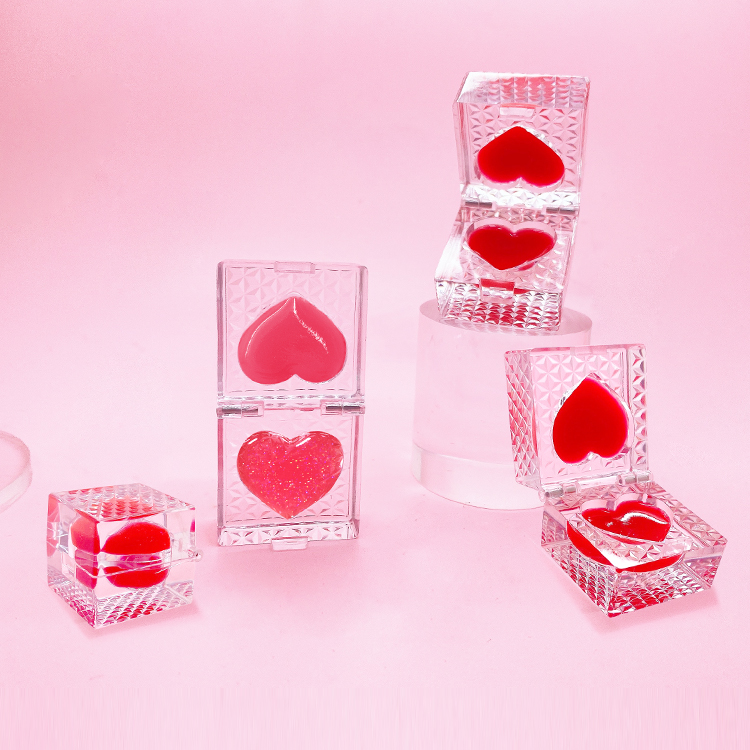Lápiz labial a juego de corazón de dos colores de cristal de hielo C1108-1